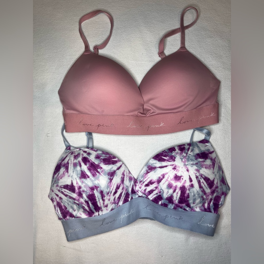 PINK Victoria's Secret Bra Set -Pink and Purple Tie-Dye‎ 32D